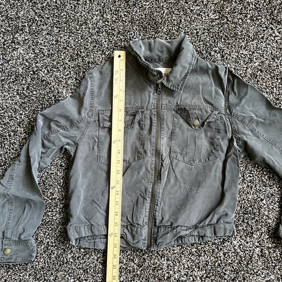 Mossimo Supply Co Army Green Jean Jacket Cropped Distressed - Picture 5 of 6